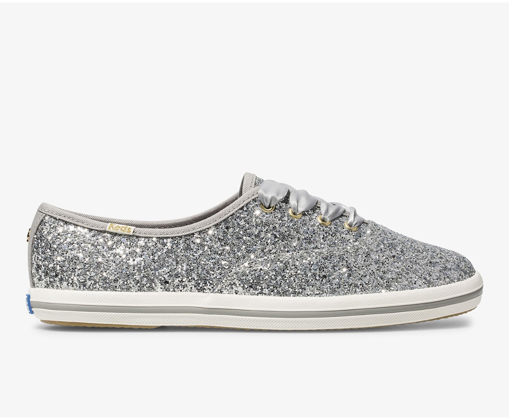 Keds Sneaker Damen Silber - Kate Spade New York Champion Glitter - DUA-253876